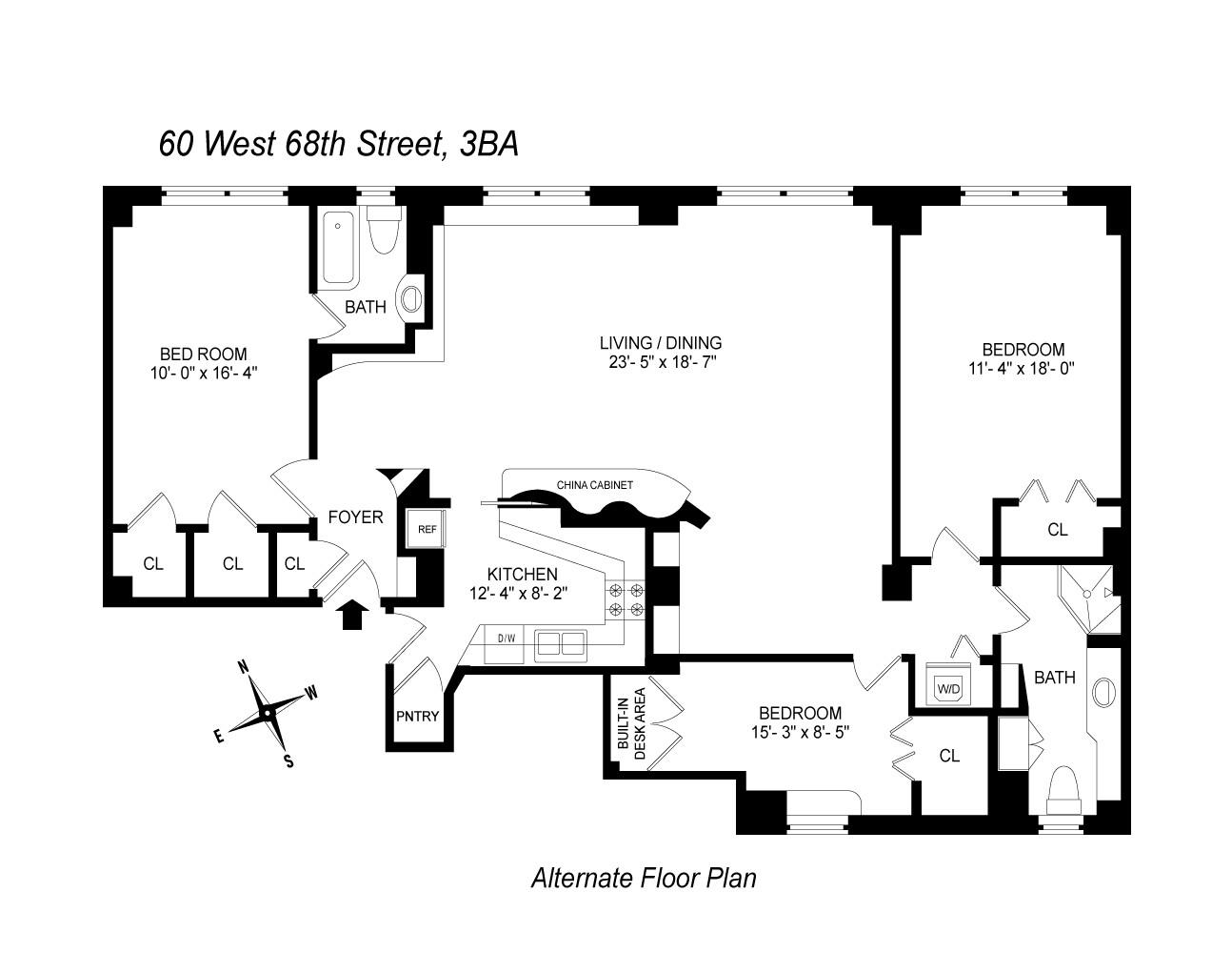 60 West 68th Street 3BA Lincoln Square New York NY 10023