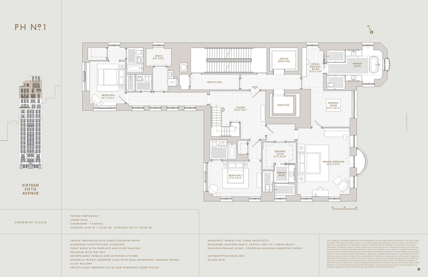 16 Fifth Avenue PH1 Greenwich Village New York NY 10011