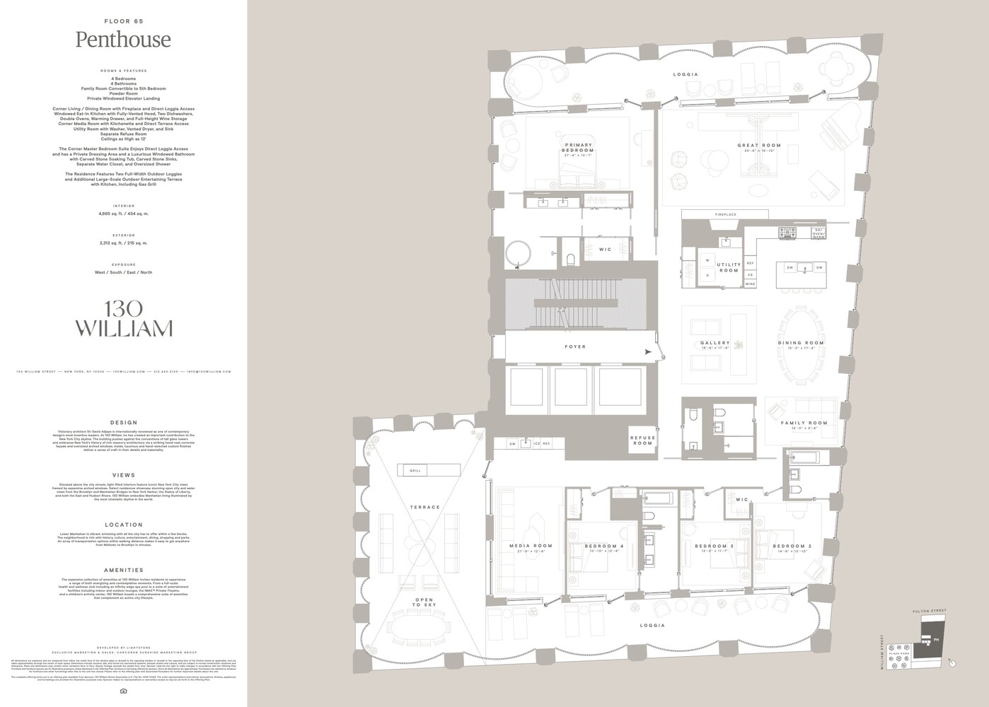 130 William Street PH65 Seaport District New York NY 10038